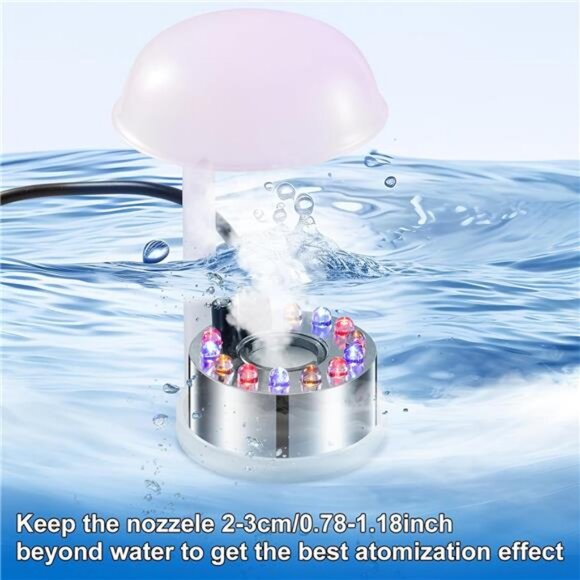 Mist Maker,12 LED Mister Fogger Water Fountain Pond Fog Machine Atomizer - Picture 5 of 8